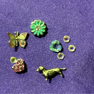 Origami Owl Green Flower, Butterfly & Dog Charm Set